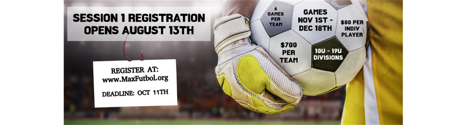 INDOOR SOCCER SESSION 1 REGISTRATION OPENS AUGUST 13TH
